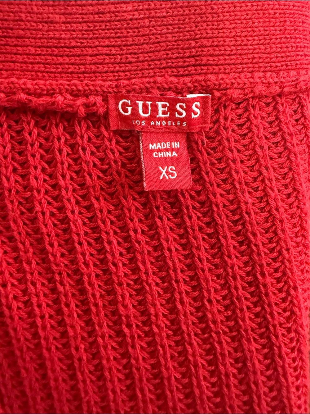 Guess Red Lace-Up V-Neck Pullover Sweater - Picture 6 of 6